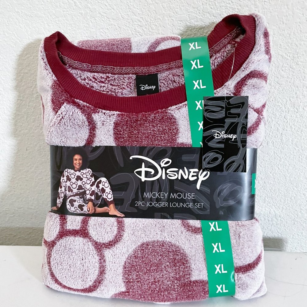 NEW Disney Mickey Mouse 2 Pc Fleece Jogger Lounge Set Pajamas NWT XL